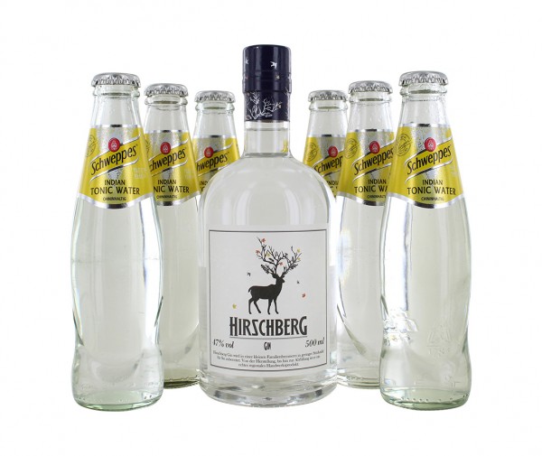 Hirschberg 0,5L + 6x Schweppes Indian Tonic Water 0,2L